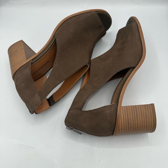 Lucky Brand Women’s Brown Leather Daily Block Heel Peep Toe Sandals Size 10M - Picture 9 of 10